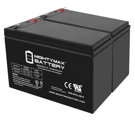 12V 8Ah SLA Battery For Kantech KT-300 Door Controller - 2 Pack